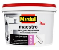 Глубокоматовая акриловая краска для фасадных поверхностей Marshall "Maestro фасадная акриловая", белая, 2.5 л (42418)	
