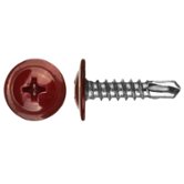 Саморез с прессшайбой сверло RAL 3005 темно-красный СтройКреп 4,2х19мм