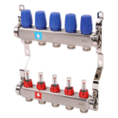 Коллекторный блок из нержавеющей стали со встроенными расходомерами 5 выходов 1ВР х 3/4НР EUROKONUS MVI (MS.505.06)