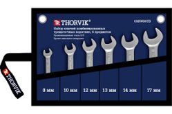 Набор комбинированных трещоточных ключей Thorvik CSRWS6TB короткие, в сумке, 8-17 мм, 6 пр. (53472)