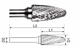 Борфреза Интертулмаш хвостовик 6мм гиперболическая со сферическим концом12x25x6x70 ДВ (BF01367X)