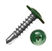 Саморез с прессшайбой 4,2х41 сверло RAL6005 темно-зеленый СтройКреп 