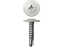 Саморез с прессшайбой RAL 9003 белый сверло СтройКреп 4,2х16мм 