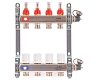 Коллекторный блок из нержавеющей стали со встроенными расходомерами 8 выходов 1ВР х 3/4НР EUROKONUS UNI-FITT
