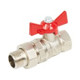 Кран шаровой 1/2" FM с накидной гайкой  бабочка DIST (109-0019)