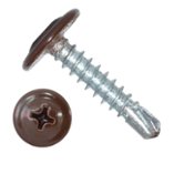 Саморез с прессшайбой 4,2х32 сверло RAL8017 темно-коричневый СтройКреп