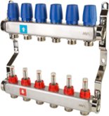Коллекторный блок из нержавеющей стали со встроенными расходомерами 6 выходов 1ВРх 3/4НР EUROKONUS MVI (MS.506.06)