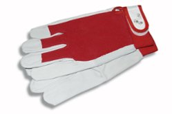 Перчатки садовые кожаные красная ткань Энкор (53596)