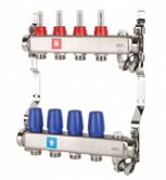 Коллекторный блок из нержавеющей стали со встроенными расходомерами 4 выхода 1ВР х 3/4НР  EUROKONUS MVI (MS.502.06)