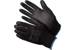 Нейлоновые перчатки с полиуретановым покрытием Gward черные (PU1001)