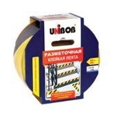 Лента сигнальная UNIBOB 50ммх50м черно-желтая клейкая (48905)