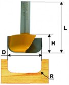 Фреза пазовая фасонная (ф 28.6х13 мм; R6,3 мм; хвостовик 8 мм) по дереву Энкор (46130)