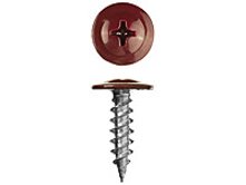 Саморез с прессшайбой RAL 3005 темно-красный остриё СтройКреп 4,2х16мм