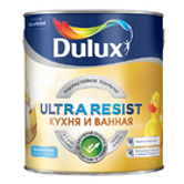 Ультрастойкая матовая краска для стен и потолков Dulux "Ultra Resist Кухня и ванная", белая, 2.5 л	