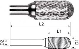 Борфреза Интертулмаш хвостовик 6мм сфероцилиндрическая 12х25х6х70 ДВ (BC00752X)