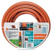 Шланг 3/4" х 15м Gardena Basic + коннектор и сопло (18134-29.000.00)