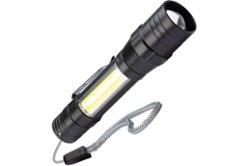 Ручной аккумуляторный фонарь КОСМОС 1Вт LED+5ВтCOB/линза/зум/Li-ion 18650 1000mAh/ABS-пластик/USB-шнур (584433)