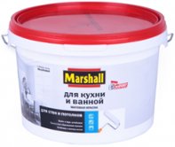 Матовая латексная краска повышенной влагостойкости для стен и потолков Marshall "Кухни и ванные", белая, 2.5 л (42395)	