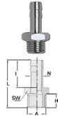 Штуцер резьбовой 3/8" НР на шланг Ø 8 мм1233/5 GAV (15253)