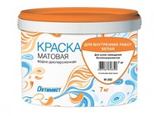Водоэмульсионная матовая краска для потолков Оптимист W202, белая, 7 кг 