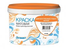 Водоэмульсионная матовая краска для потолков Оптимист W202, белая, 7 кг 