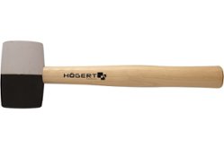 Резиновый молоток HOEGERT TECHNIK черно-белый 450 г с деревянной рукояткой HT3B044