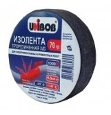 Изолента черная прорезиненная х/б  UNIBOB 15ммx20м (57729)