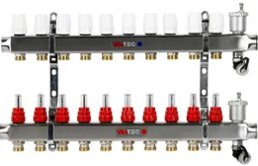 Коллекторный блок из нержавеющей стали со встроенными расходомерами10 выходов 1ВР х 3/4НР EUROKONUS Valtec (Vtc.586.EMNX.0610)