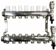 Коллекторный блок из нержавеющей стали 7 выходов 1ВР х 3/4НР Евроконус Valtec ( VTc.588.EMNX.0607)