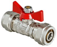 Кран шаровой для металлопластиковой трубы Valtec 16 х 16 мм, бабочка  (VT.343.N.1616)