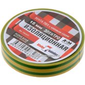 Изолента 15мм х20м полосатая желто-зеленая ПВХ проф Klebebander