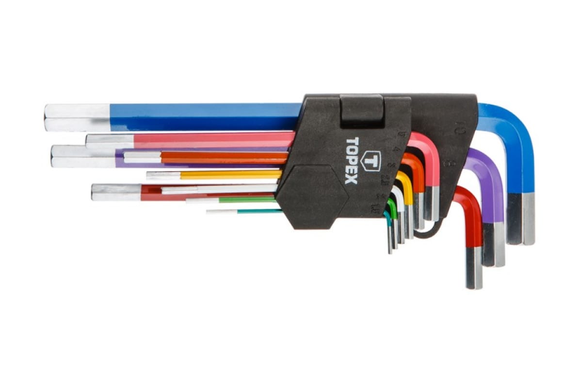 Набор ключей шестигранников цветных 9шт. 1.5-10 Topex (35D966) – купить ...