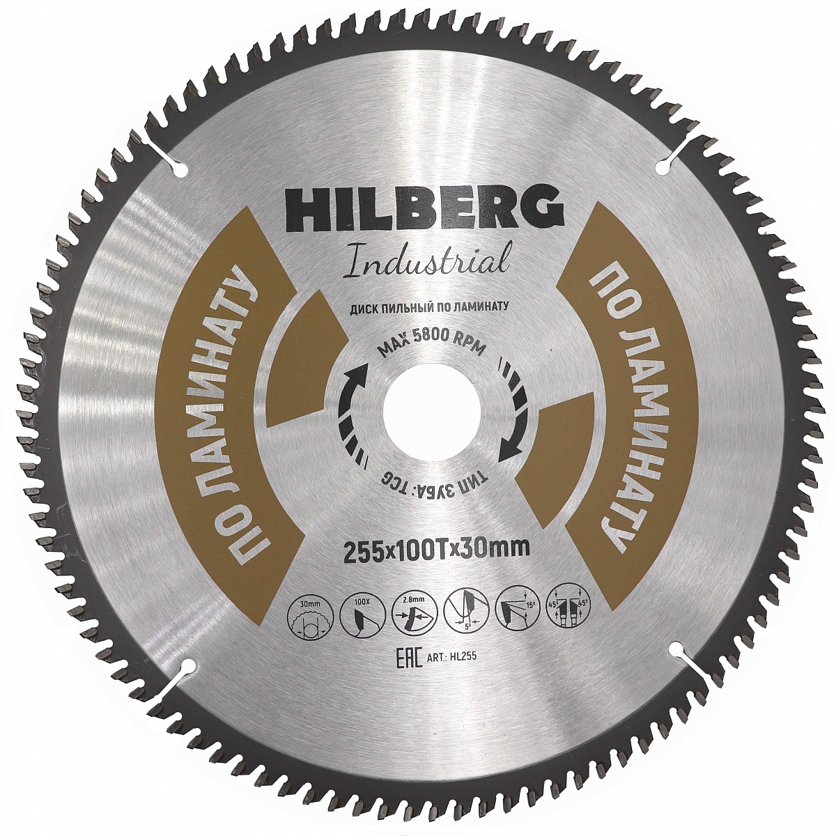 Диск пильный Hilberg ф255х30 z100 Industrial Ламинат Диск пильный Hilberg ф255х30 z100 Industrial Ламинат