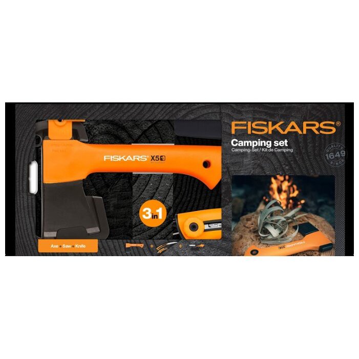 Набор для кемпинга топор Х5 + пила+ нож Fiskars 1057912 Набор для кемпинга топор Х5 + пила+ нож Fiskars 1057912