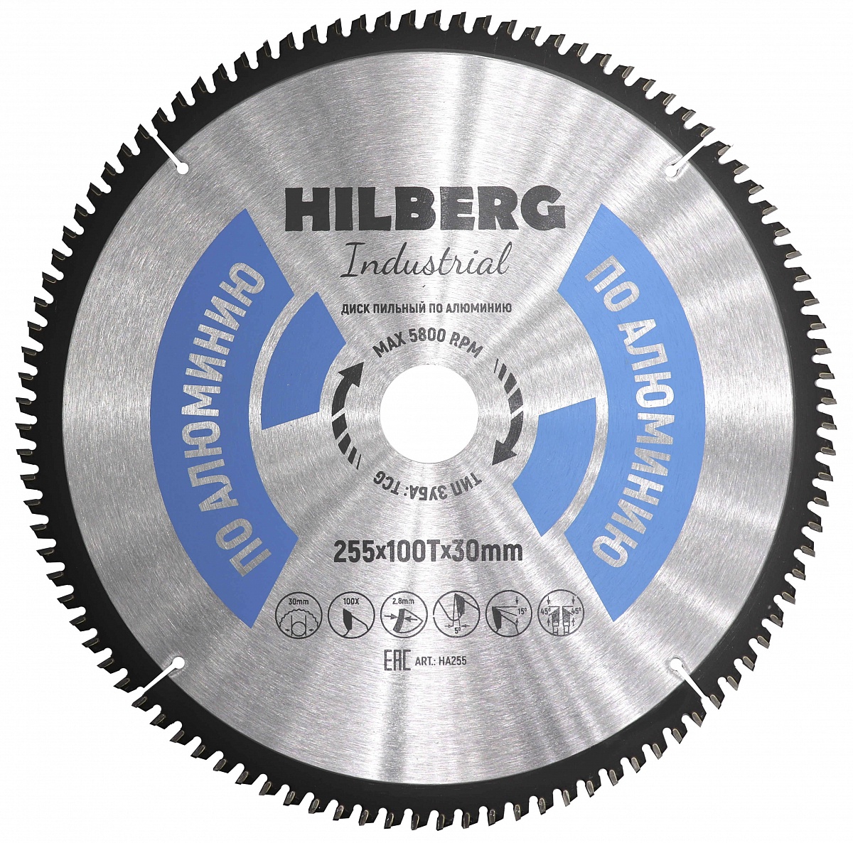 Диск пильный Hilberg ф255х30 z100 Industrial Алюминий Диск пильный Hilberg ф255х30 z100 Industrial Алюминий