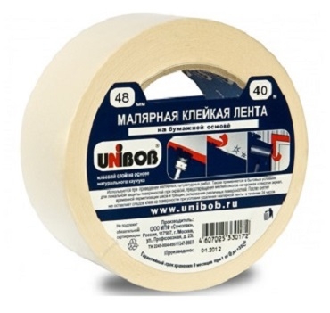 Лента малярная 48мм x 40м UNIBOB 37963 Лента малярная 48мм x 40м UNIBOB 37963
