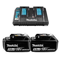 Аккумулятор Makita 18 В 5,0 Ah 2 шт + DC18RD картон 191L75-3 Аккумулятор Makita 18 В 5,0 Ah 2 шт + DC18RD картон 191L75-3