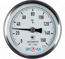 Термометр биметаллический ЭКОМЕРА БТ-1-63, 0-160С L=40 Термометр биметаллический ЭКОМЕРА БТ-1-63, 0-160С L=40