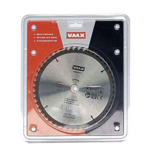 Диск пильный VMX ф190х20 z48 дерево VMX VM512417 Диск пильный VMX ф190х20 z48 дерево VMX VM512417