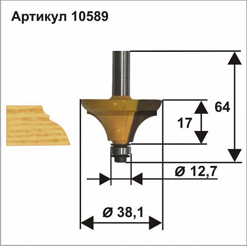 Фреза фигирейная горизонтальная ф38,1 x 17 мм хвостовик 12 мм Энкор 10589 Фреза фигирейная горизонтальная ф38,1 x 17 мм хвостовик 12 мм Энкор 10589