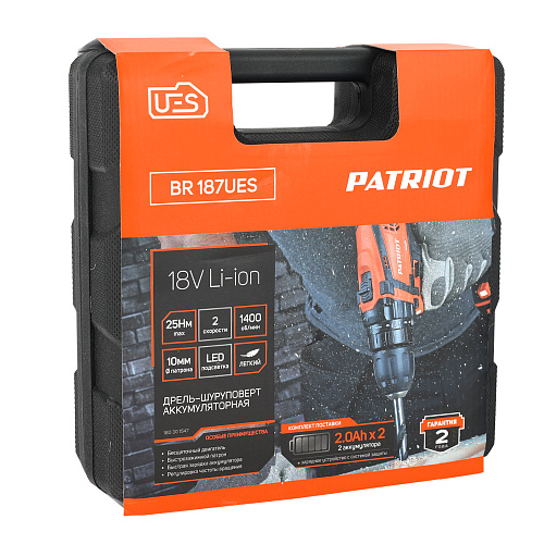Шуруповерт аккумуляторный PATRIOT BR 187UES 180301547 Шуруповерт аккумуляторный PATRIOT BR 187UES 180301547