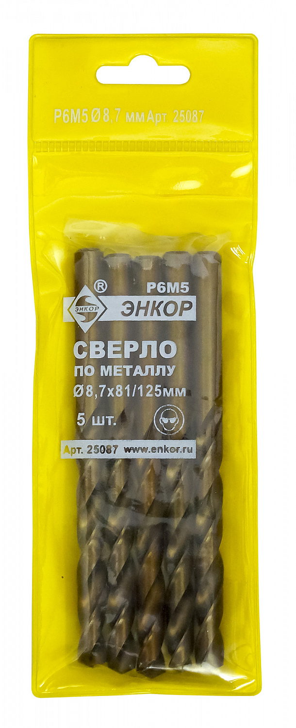 Сверло для металла (8,7 Р6М5) Энкор 25087 Сверло для металла (8,7 Р6М5) Энкор 25087