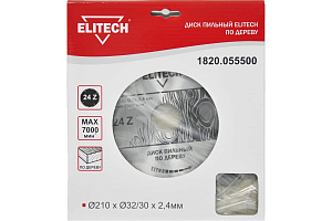 Диск пильный Elitech ф210х32 z24 дер. 1820.055500 Диск пильный Elitech ф210х32 z24 дер. 1820.055500