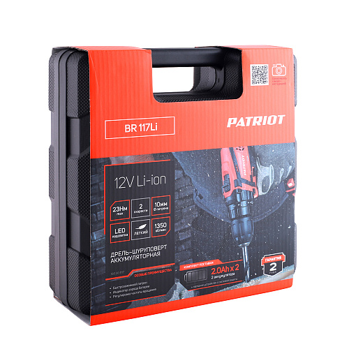 Шуруповерт аккумуляторный PATRIOT BR 117Li 180301117 Шуруповерт аккумуляторный PATRIOT BR 117Li 180301117