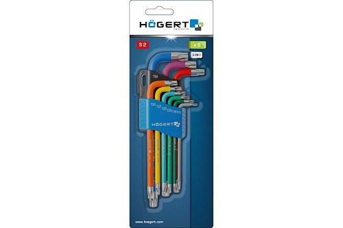 Набор шестигранников HOGERT 9шт Torx цветных HT1W817