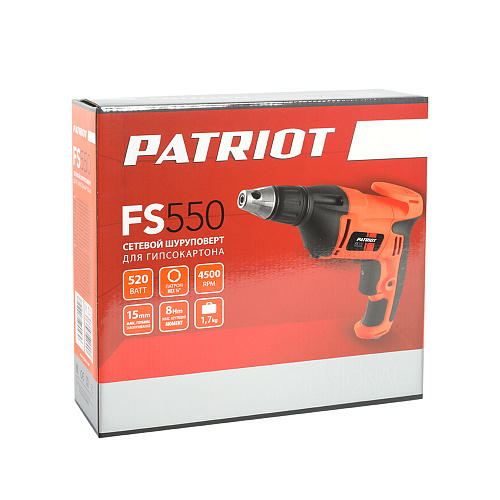 Шуруповерт электрический PATRIOT FS 550 120301409 Шуруповерт электрический PATRIOT FS 550 120301409