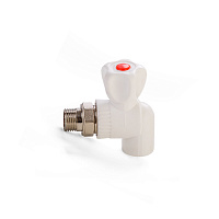 Кран шаровый PPR 25x 3/4" для радиатора (5/40) угловой белый Lammin Кран шаровый PPR 25x 3/4" для радиатора (5/40) угловой белый Lammin