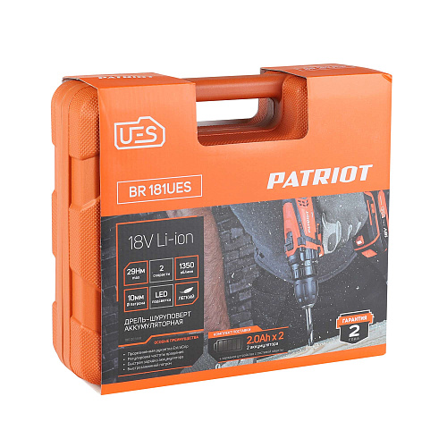 Шуруповерт аккумуляторный PATRIOT BR 181UES 180201481 Шуруповерт аккумуляторный PATRIOT BR 181UES 180201481
